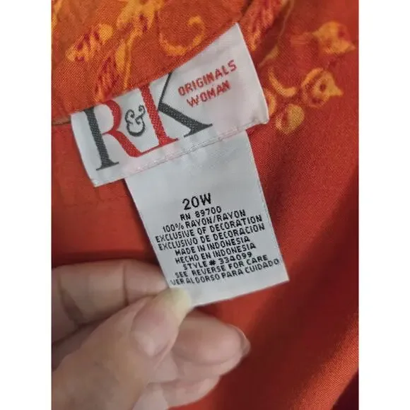 Womens Sheath Dress R & K Originals 20W Rayon Orange Fade Burgundy - Picture 5 of 6